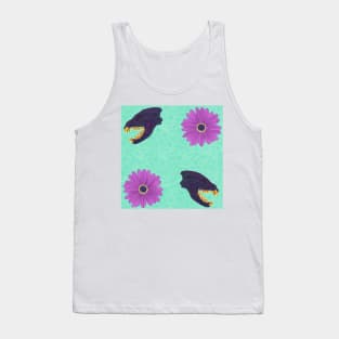 Oil Spill Hyena Skull Floral Mint Tank Top